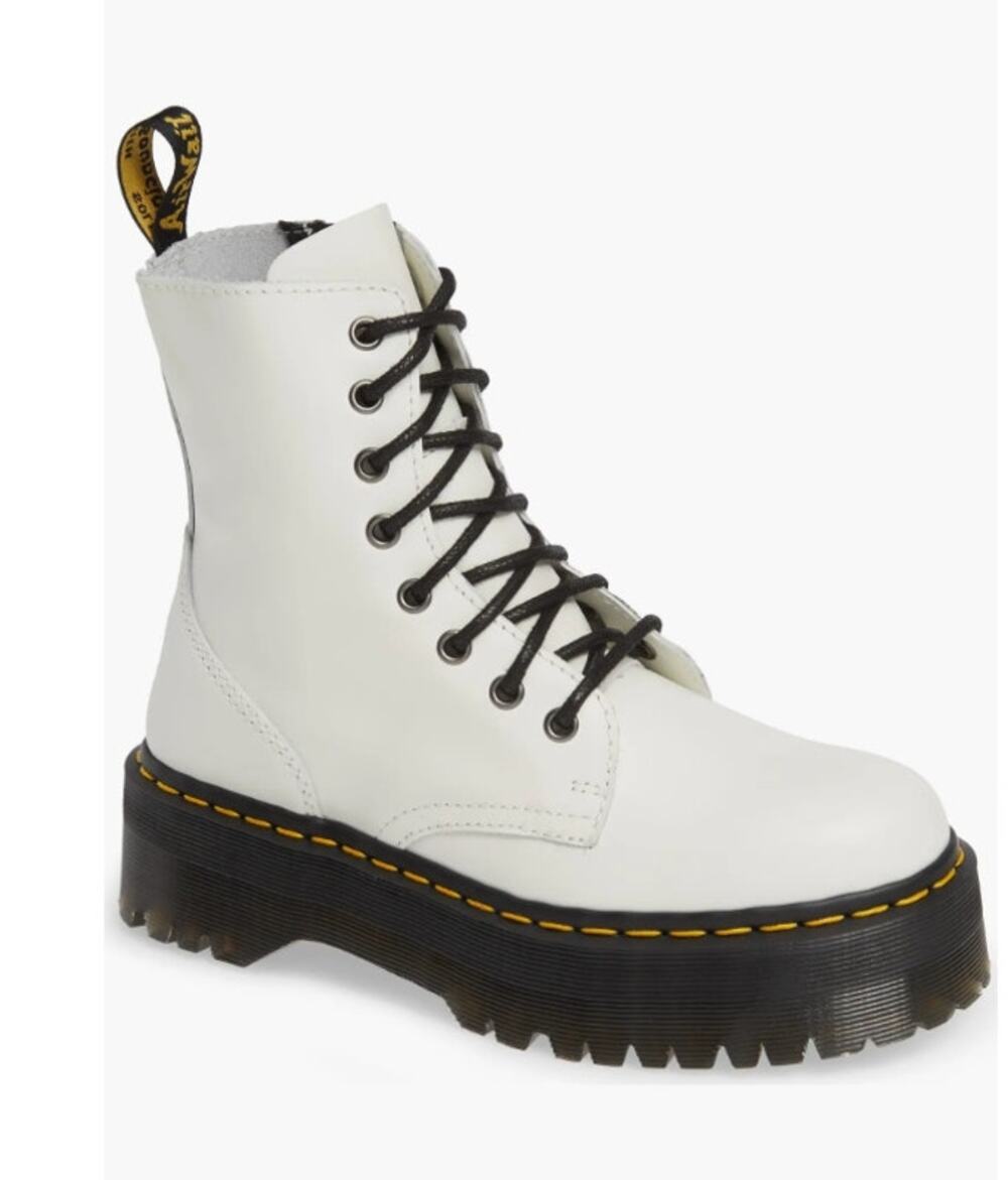 Dr. Martens Docs Jadon Platform Boots Smooth White Leather Size 6 Lightly Worn